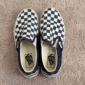 Vans Kids Navy and White Checkered Slip-On Sneakers